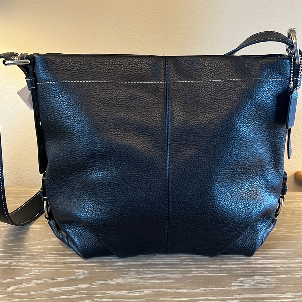 Coach Black Leather Shoulder Bag with Silver Hardware - Picture 6 of 11